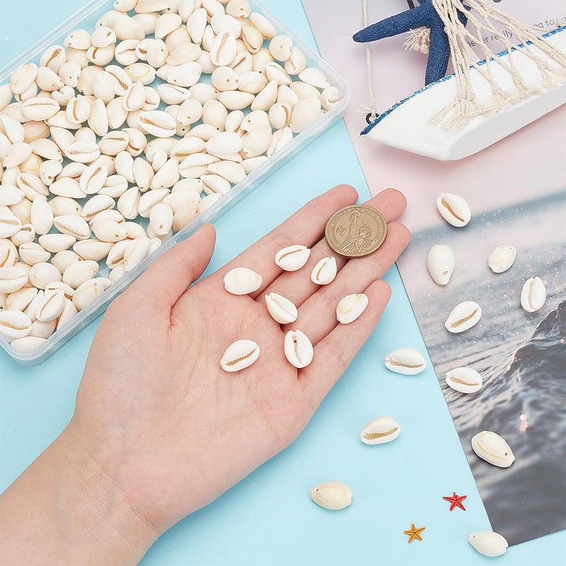 PH PandaHall 150-250 Pcs Tiny Cowrie Sea Shells Oval Ocean 9-12mm Beach Spiral Seashells Craft Charms for Bracelet Neckalce Jewelry Candle Making Home Decor Party Wedding Decor Fish Tank Vase Filler - Image 2